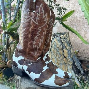 Brown and White Cowboy Boots